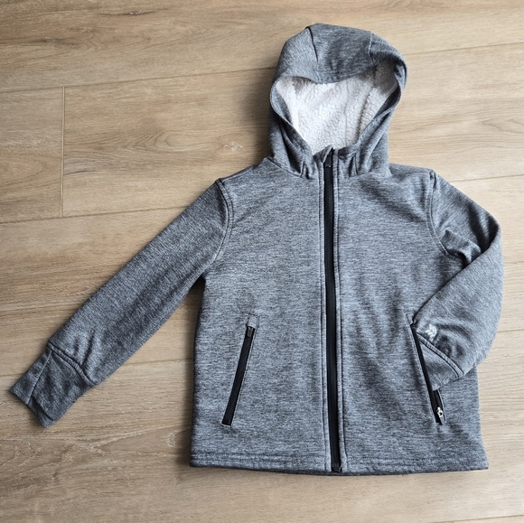 all in motion little boy XS 4/5 VGUC Sherpa Lined zip front hooded jacket - Picture 1 of 11